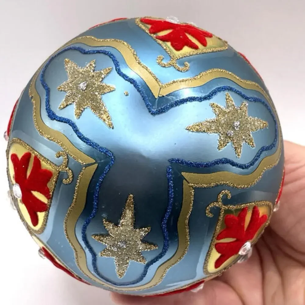 Velvet Rhinestone Glass‎ Christmas Ornament 4